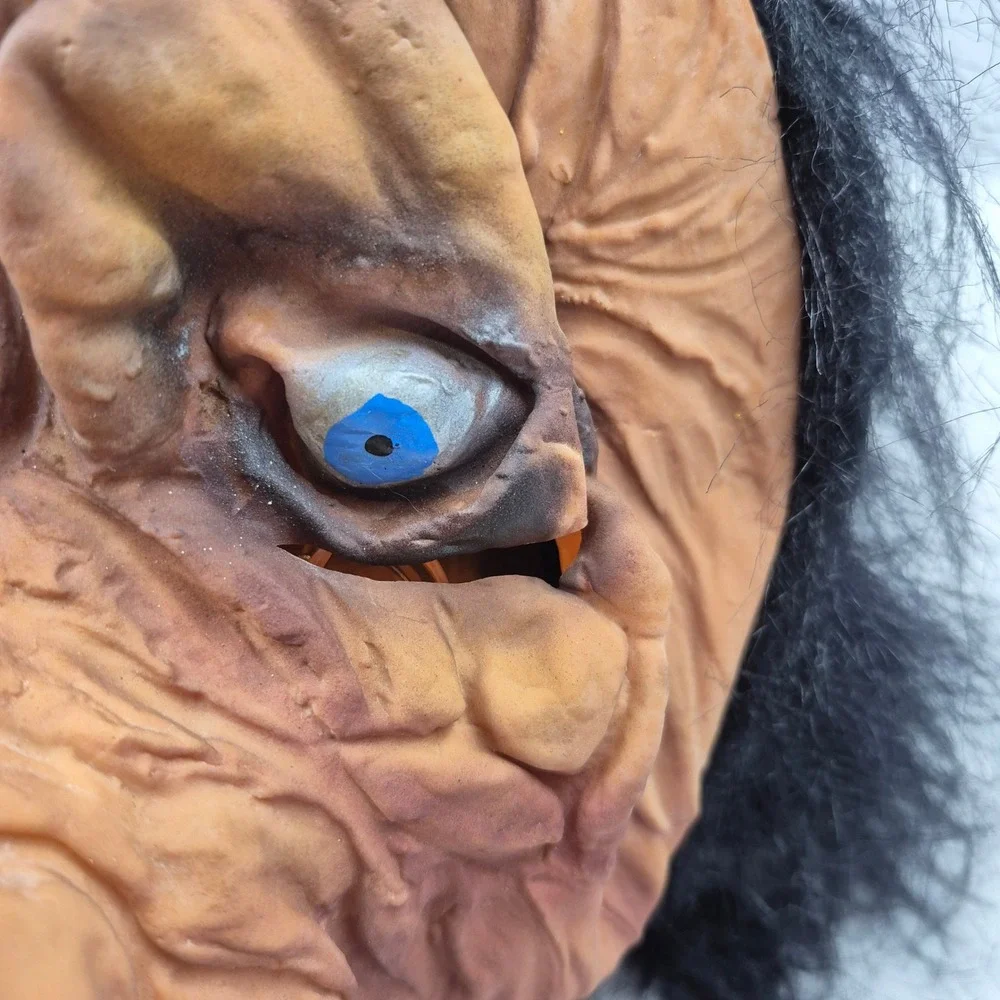 Vtg Halloween Mask Pig Ghoul‎ Monster Latex Hair Blue Eyes Sri Lanka 80s 90s